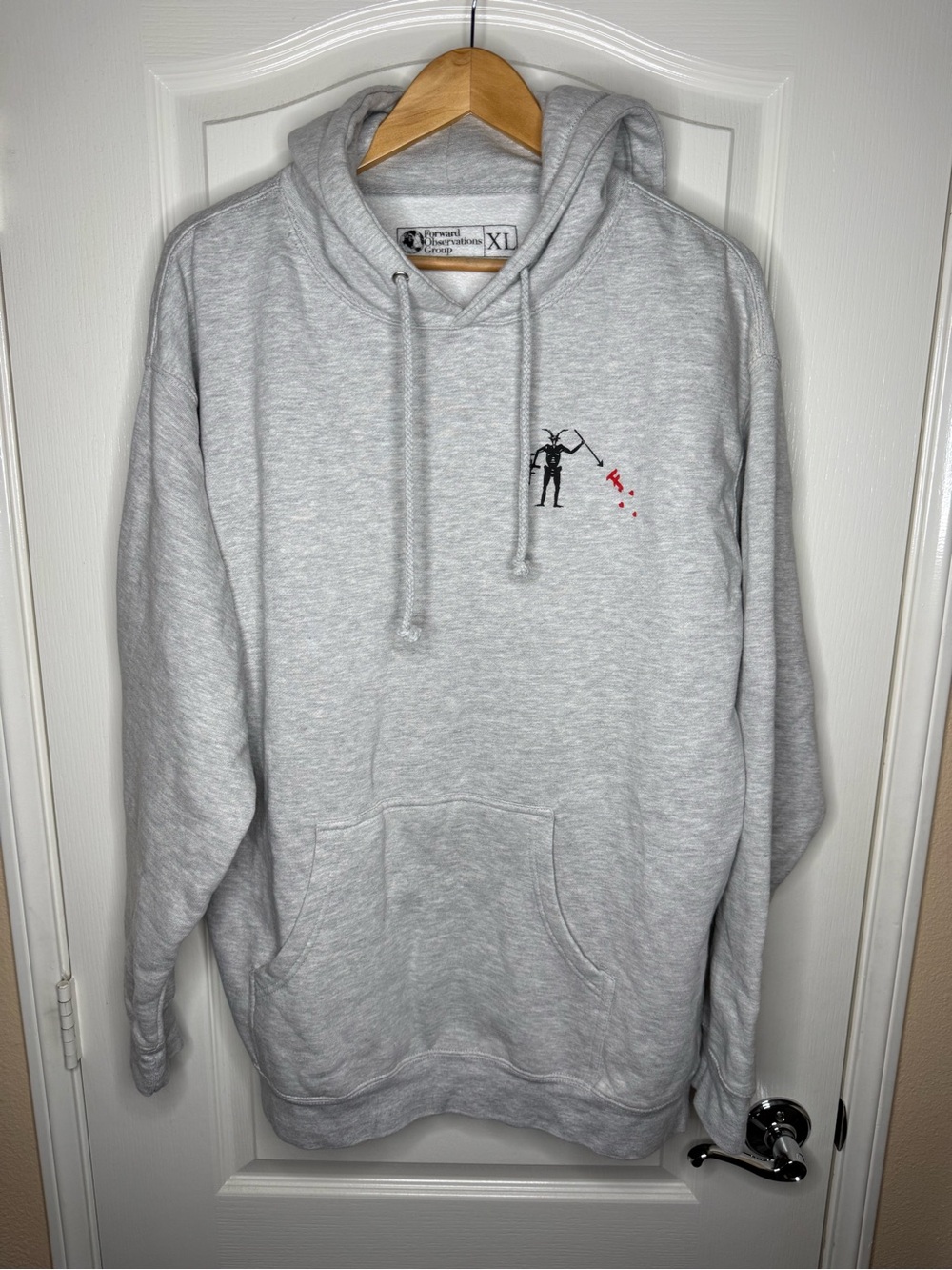 Light Gray Hooded Pullover with Archer Graphic - XL